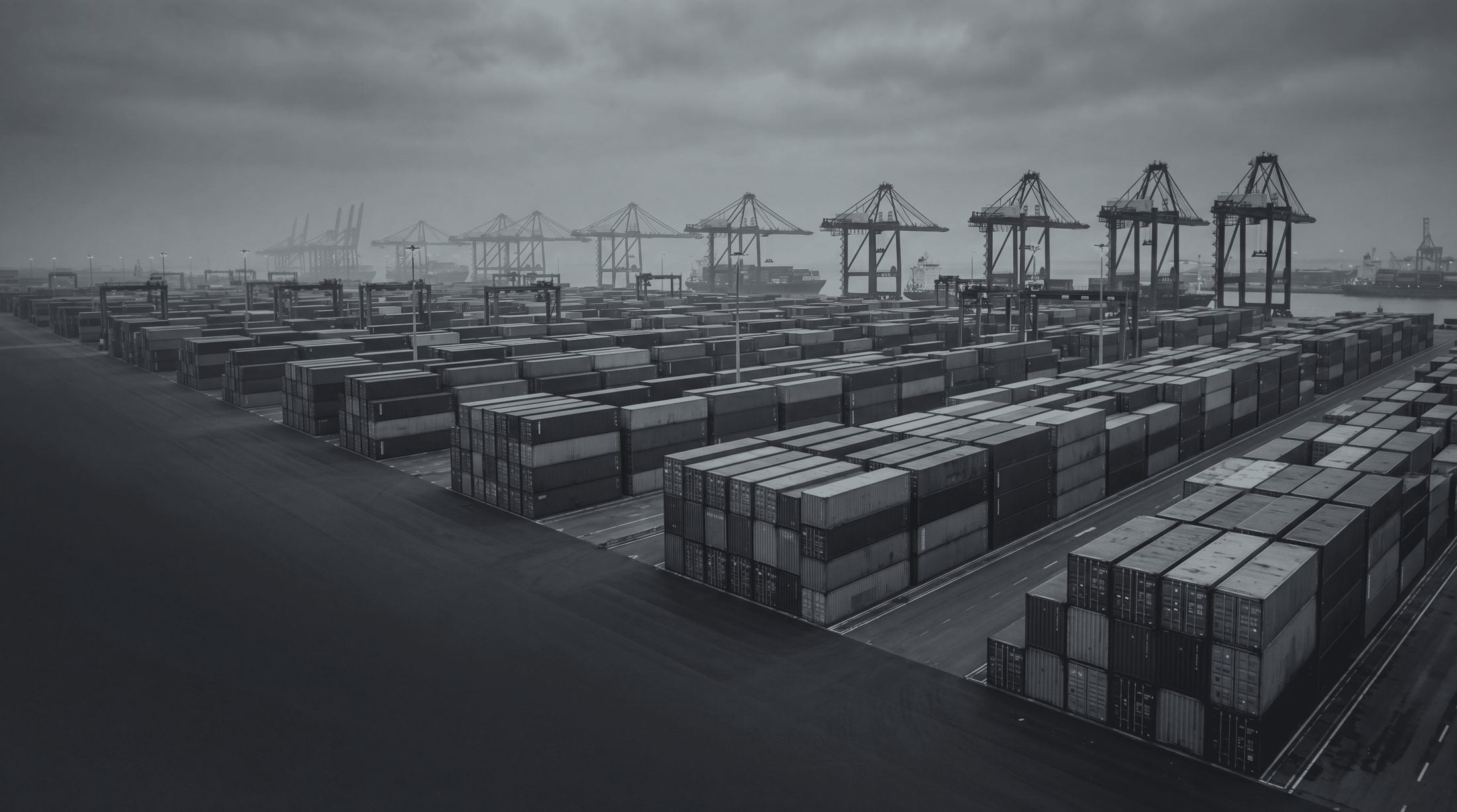 Containers stacked at a port terminal